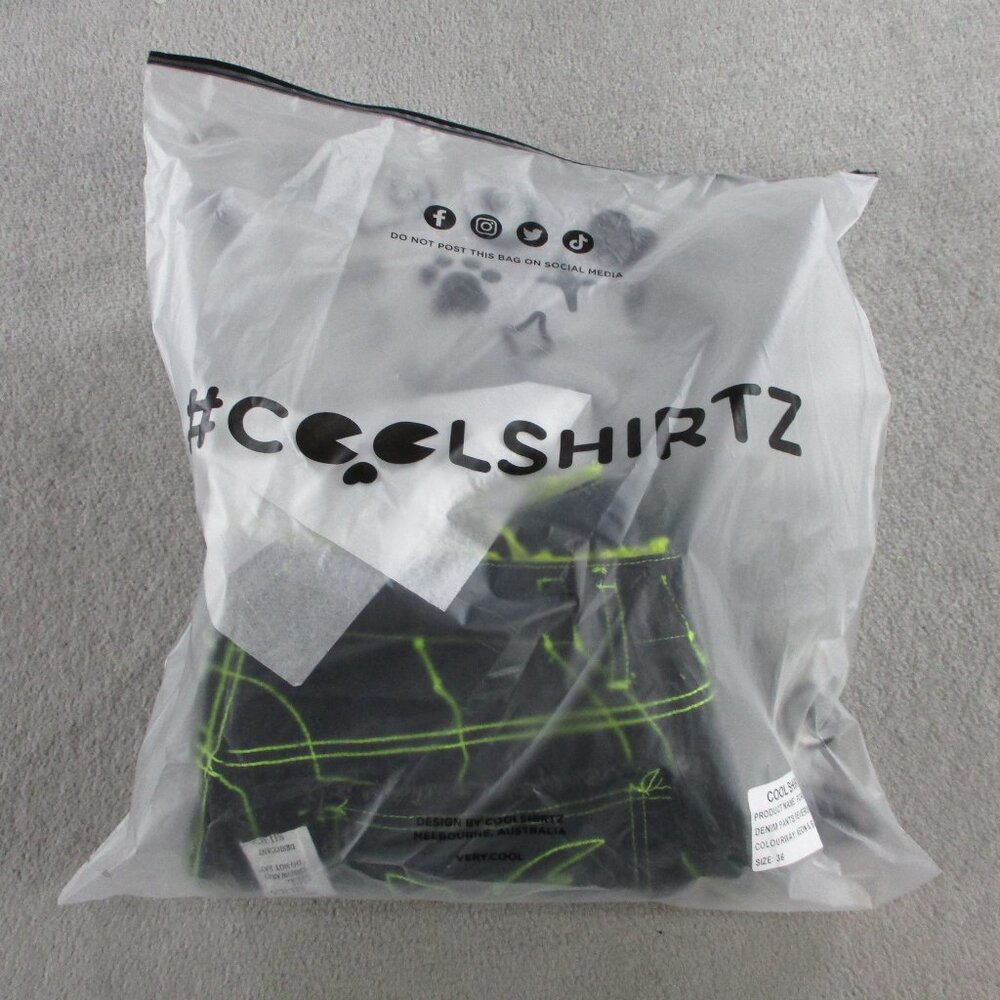 Cool Shirtz Portal Reversible Jeans Size 36 Neon Black Reversible Baggy Heavy - Picture 13 of 15